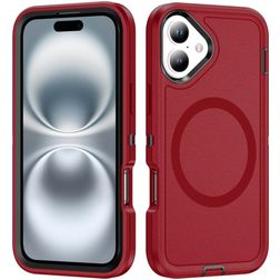 Mobigear Rugged Mag Coque iPhone 16 Plus MagSafe Coque arrière Rigide Anti-Chocs - Rouge