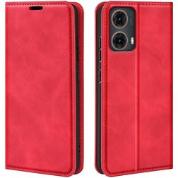 Mobigear Retro Slim Housse Motorola Moto G85 Etui Porte-Monnaie - Rouge