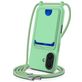 Mobigear Lanyard Card iPhone 16 Plus Coque avec cordon en Silicone et Porte-Cartes - Vert