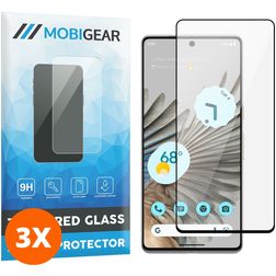 Mobigear Premium Google Pixel 7 Pro Verre trempé Protection d'écran - Compatible Coque - Noir (Lot de 3)