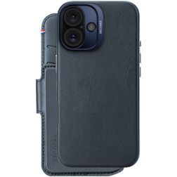 Decoded Detachable Wallet Housse iPhone 16 MagSafe Etui avec Coque Détachable en Cuir Véritable Porte-Monnaie - Bleu Marin