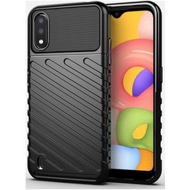 Mobigear Groove Coque Samsung Galaxy A01 Coque arrière en TPU Souple - Noir