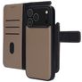 Mobiparts Housse iPhone 17 Pro Max Etui avec Coque Détachable en Cuir Véritable Porte-Monnaie - Taupe