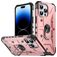 Mobigear Armor Ring Coque iPhone 14 Pro Coque arrière Rigide Anti-Chocs avec Anneau-Support - Rose doré
