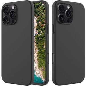 Mobigear Rubber Touch Coque iPhone 16 Pro Coque arrière en Silicone - Noir