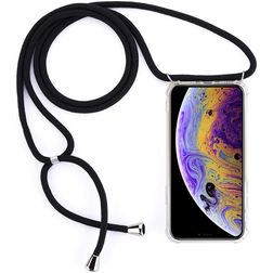 Mobigear Lanyard iPhone XS Coque avec cordon en TPU Souple - Transparent / Noir
