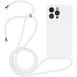 Mobigear Lanyard iPhone 15 Pro Coque avec cordon en Silicone - Blanc
