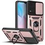 Mobigear Armor Ring Cam Slide Coque Vivo Y21s Coque arrière Rigide Anti-Chocs avec Anneau-Support et Protecteur Lentilles - Rose doré