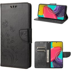 Mobigear Flowers Housse Samsung Galaxy M53 Etui Porte-Monnaie - Noir