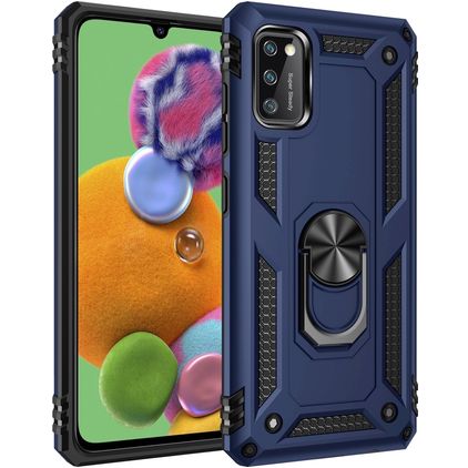 Mobigear Armor Ring Coque Samsung Galaxy A41 Coque arrière Rigide Anti-Chocs avec Anneau-Support - Bleu