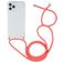 Mobigear Lanyard iPhone 12 Pro Max Coque avec cordon en TPU Souple - Transparent / Rouge
