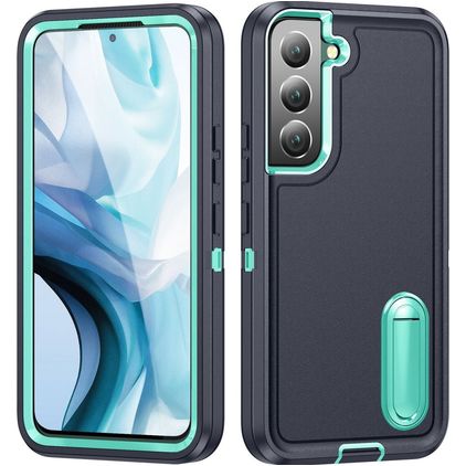 Mobigear Rugged Stand Samsung Galaxy S23 Plastique rigide Coque arrière Antichoc avec béquille - Bleu foncé