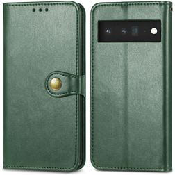Mobigear Snap Button Housse Google Pixel 6 Pro Etui Porte-Monnaie - Vert