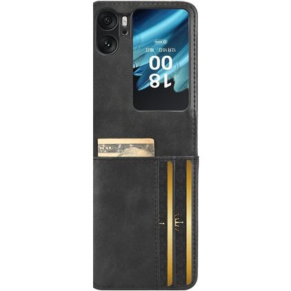 Mobigear Excellent Wallet OPPO Find N2 Flip Plastique rigide Coque arrière - Noir