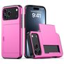 Mobigear Card Coque iPhone 18 Pro Max Coque arrière Rigide Anti-Chocs avec Porte-Cartes - Rose Red