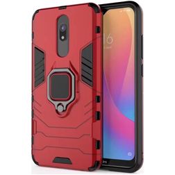 Mobigear Armor Ring Coque Xiaomi Redmi 8 Coque arrière Rigide Anti-Chocs avec Anneau-Support - Rouge