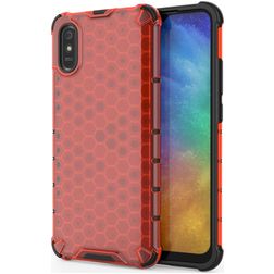 Mobigear Honeycomb Coque Xiaomi Redmi 9A Coque arrière Rigide Anti-Chocs - Rouge