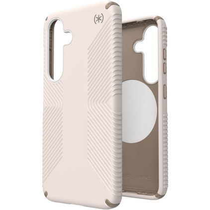 Speck Presidio2 Grip Magnet Samsung Galaxy S25 MagSafe Plastique rigide Coque arrière Antichoc - Bleached Bone