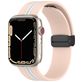 Mobigear Stripe Mag Bracelet Silicone Apple Watch Fermeture magnétique - 42/41/40/38 mm - Blanc / Rose