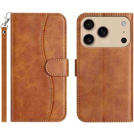 Mobigear S Line Housse iPhone 17 Pro Etui Porte-Monnaie - Marron