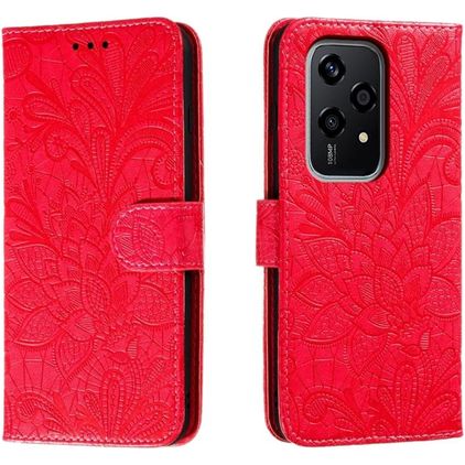 Mobigear Flowers HONOR 200 Lite Étui Portefeuille - Rouge
