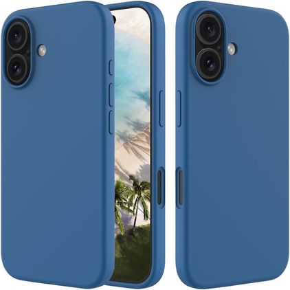 Mobigear Rubber Touch Coque iPhone 16 Coque arrière en Silicone - Bleu