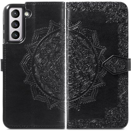 Mobigear Mandala Samsung Galaxy S21 FE Étui Portefeuille - Noir