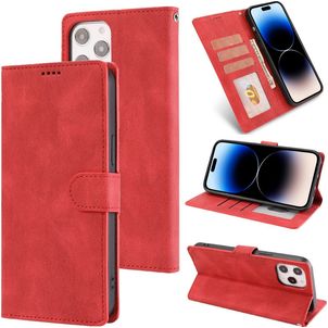 Mobigear Wallet Housse iPhone 14 Pro Etui Porte-Monnaie - Rouge