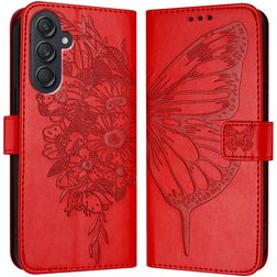 Mobigear Butterfly Housse Samsung Galaxy M55 Etui Porte-Monnaie - Rouge
