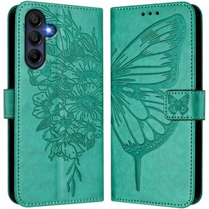Mobigear Flowers Housse Samsung Galaxy A17 Etui Porte-Monnaie - Vert