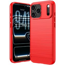 Mobigear Brushed Slim Coque iPhone 18 Pro Max Coque arrière en TPU Souple - Rouge