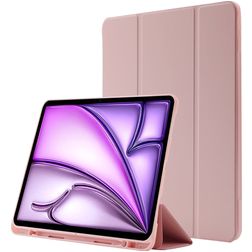 Mobigear Tri-Fold Gel Coque iPad Air 13 Pouces (2026) Etui en TPU,Similicuir + Porte-crayon - Rose