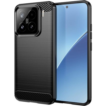 Mobigear Brushed Slim Coque Xiaomi 15 Coque arrière en TPU Souple - Noir