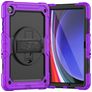 Mobigear SureGrip Xtreme Coque Samsung Galaxy Tab A9 Plus (2023) Coque arrière en Plastique rigide,Silicone + Bandoulière + Support Amovible - Violet
