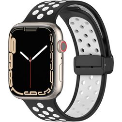 Mobigear Sport Plus Mag Bracelet Silicone pour Apple Watch Fermeture magnétique - 42/41/40/38 mm - Blanc / Gris anthracite