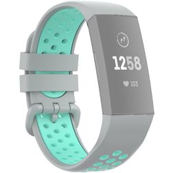 Mobigear Sport Plus Buckle Bracelet Silicone Fitbit Charge 3 Fermeture boucle ardillon - Gris / Turquoise