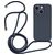 Mobigear Lanyard iPhone 14 Coque avec cordon en Silicone - Dark Blue