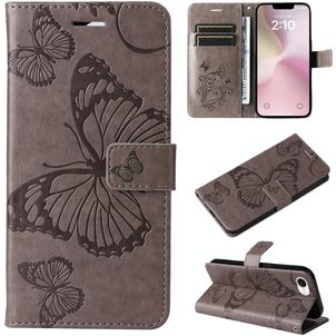 Mobigear Butterfly Housse iPhone 16e Etui Porte-Monnaie - Gris