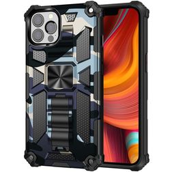 Mobigear Armor Stand Coque iPhone 13 Pro Coque arrière Rigide Anti-Chocs avec Support Amovible - Bleu Marin