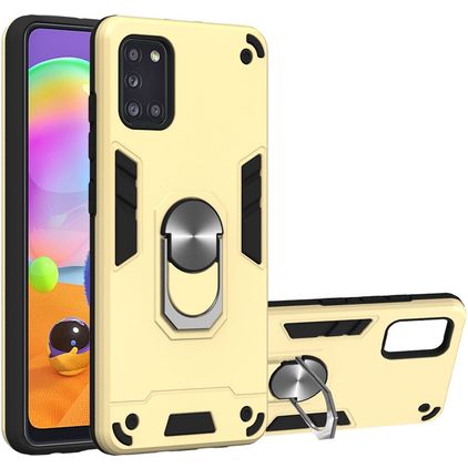 Mobigear Armor Ring Coque Samsung Galaxy A31 Coque arrière Rigide Anti-Chocs avec Anneau-Support - Or