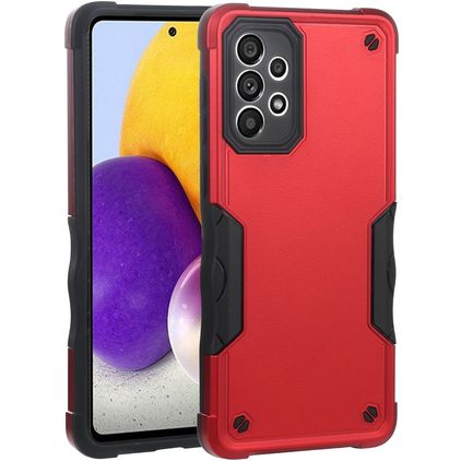 Mobigear Non-slip Armor Coque Samsung Galaxy A73 Coque arrière Rigide Anti-Chocs - Rouge