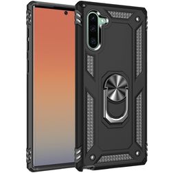 Mobigear Armor Ring Samsung Galaxy Note 10 Plastique rigide Coque arrière Antichoc avec bague de maintien - Noir