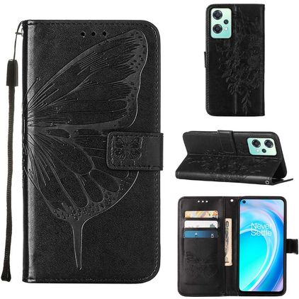 Mobigear Butterfly Housse Realme 9 5G Etui Porte-Monnaie - Noir