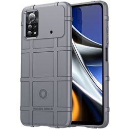 Mobigear Rugged Shield POCO X4 Pro 5G TPU souple Coque arrière Antichoc - Gris
