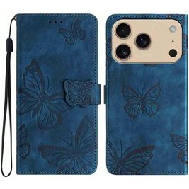 Mobigear Butterfly Housse iPhone 17 Pro Etui Porte-Monnaie - Bleu