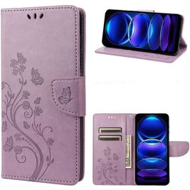 Mobigear Flowers Housse Xiaomi Redmi Note 12 Pro Plus Etui Porte-Monnaie - Violet