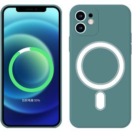 Mobigear Rubber Touch Coque iPhone 12 Mini MagSafe Coque arrière en Silicone - Vert