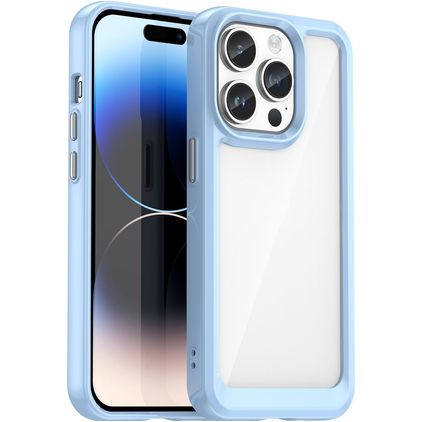 Mobigear Crystal Coque iPhone 15 Pro Coque arrière Rigide - Transparent / Bleu