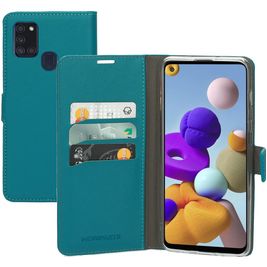 Mobiparts Saffiano Wallet Housse Samsung Galaxy A21s Etui Porte-Monnaie - Turquoise