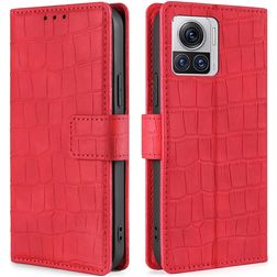 Mobigear Croco Housse Motorola Edge 30 Ultra Etui Porte-Monnaie - Rouge